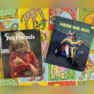 Vintage Children's Board Book Set | Golden Book | Pet Friends | Here We Go